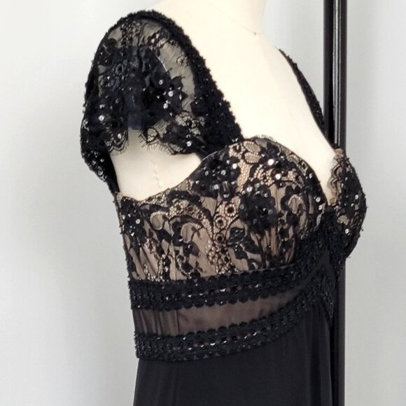 Marina Y2K Lace Beaded Formal Maxi Evening Gown Size 4  Dark Fairy Whimsigoth - Picture 7 of 14